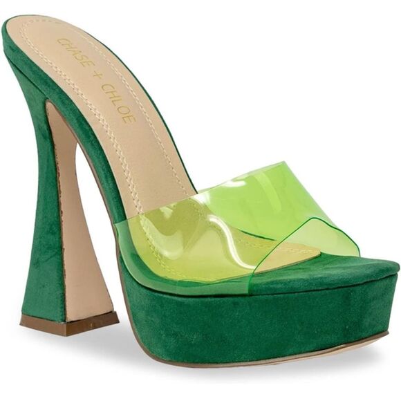 Chase + Chloe Shoes - Chase & Chloe Lucite green slip on platform heels. Size 7.5